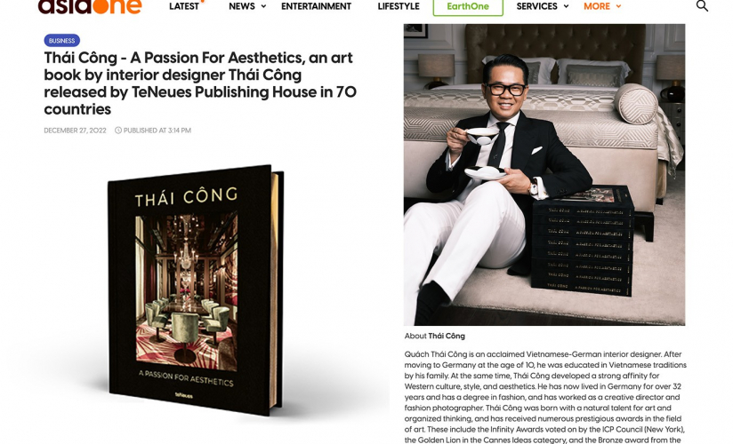 Thái Công – A Passion For Aesthetics, an art book by interior designer Thái Công released by TeNeues Publishing House in 70 countries (Asiaone)